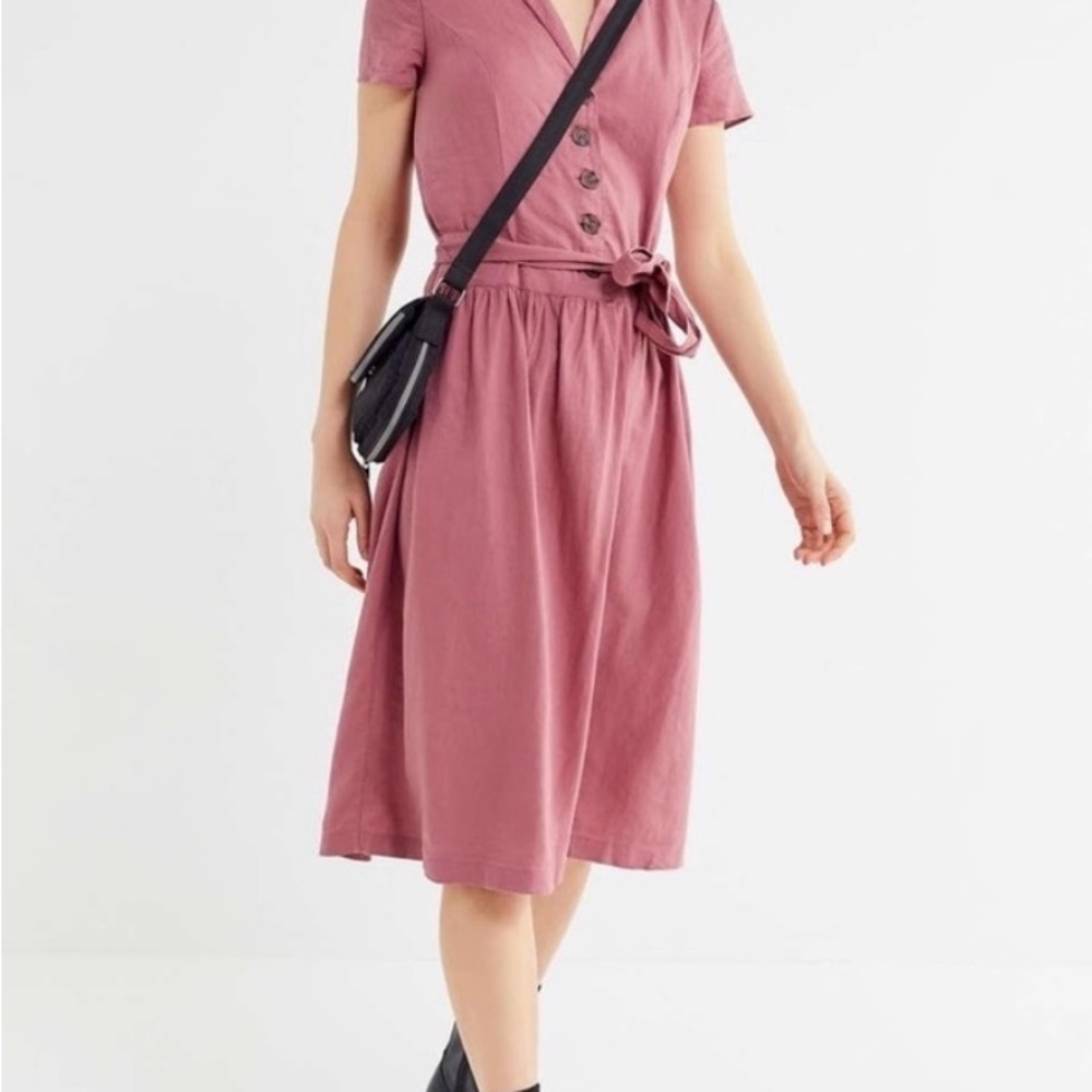 Urban Outfitters Natalie Linen-Blend Shirt Dress - Picture 1 of 8